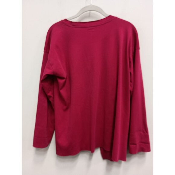 Planet Lauren G  Womens Top One Size Red Asymmetrical Long Sleeve Minimalist - Picture 7 of 8